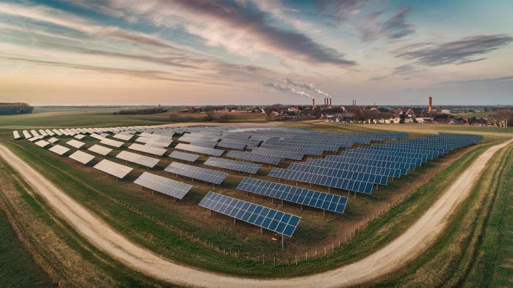 Image de panneaux solaire dans un champs