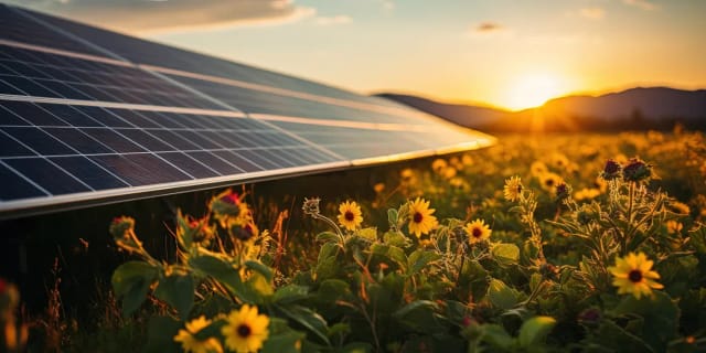 panneau solaire dans un champ